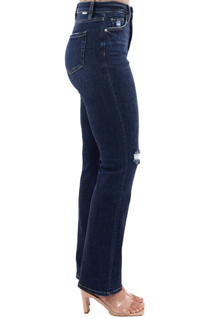 Mia High Rise Bootcut Distressed Jeans