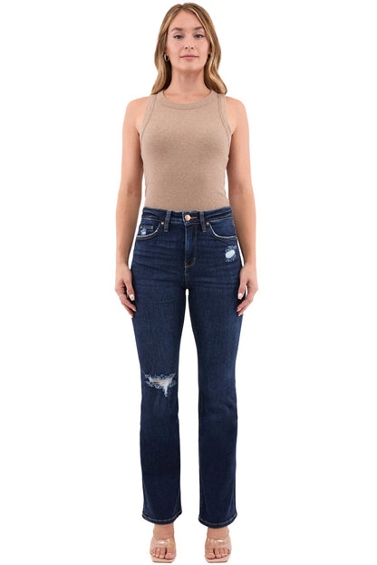 Mia High Rise Bootcut Distressed Jeans